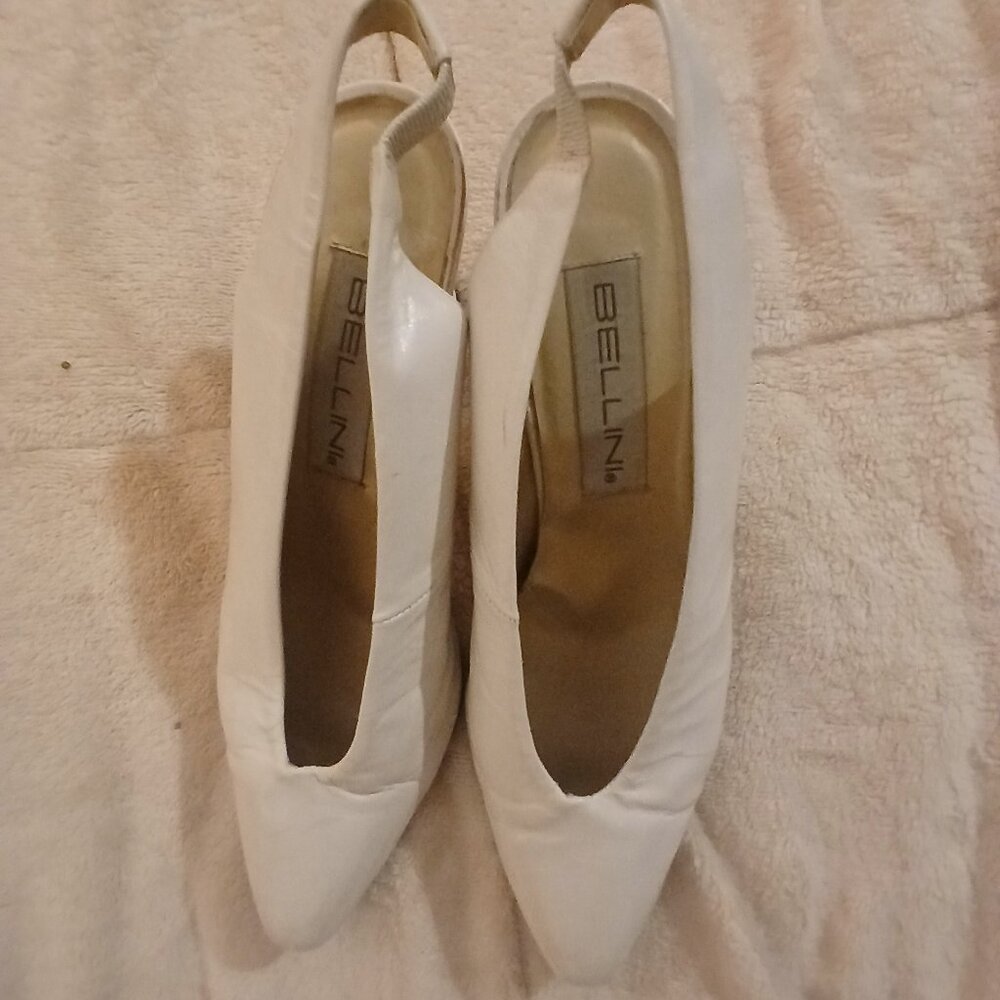 Bellini Slingback Leather Pumps in Cream and Brown